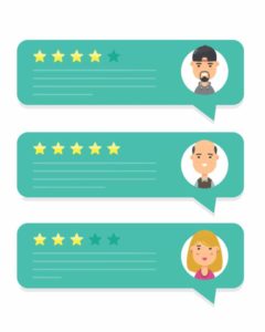 Online review ratings and avatars. Illustration.