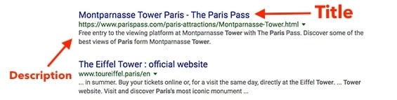 Search for "Tower in Paris" with title and description.